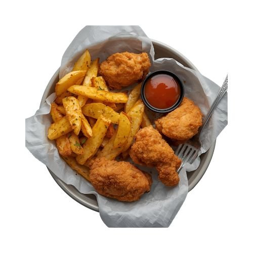 Fried Chicken (5 Pieces) with Potato Wedges.